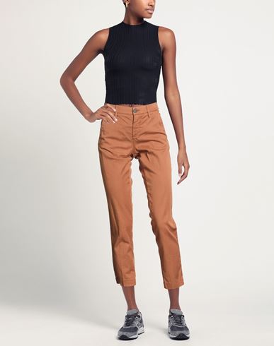 Roÿ Roger's Woman Pants Brown Size 24 Cotton, Lyocell, Elastane