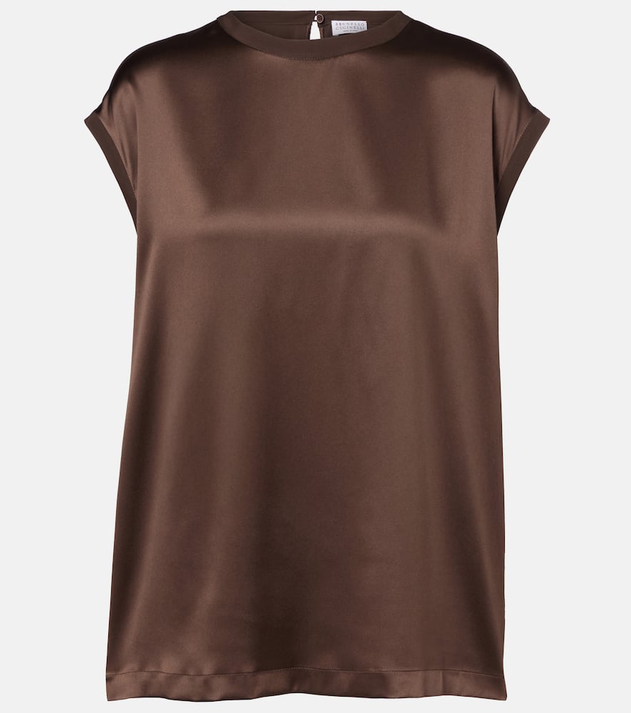 Silk-blend satin top