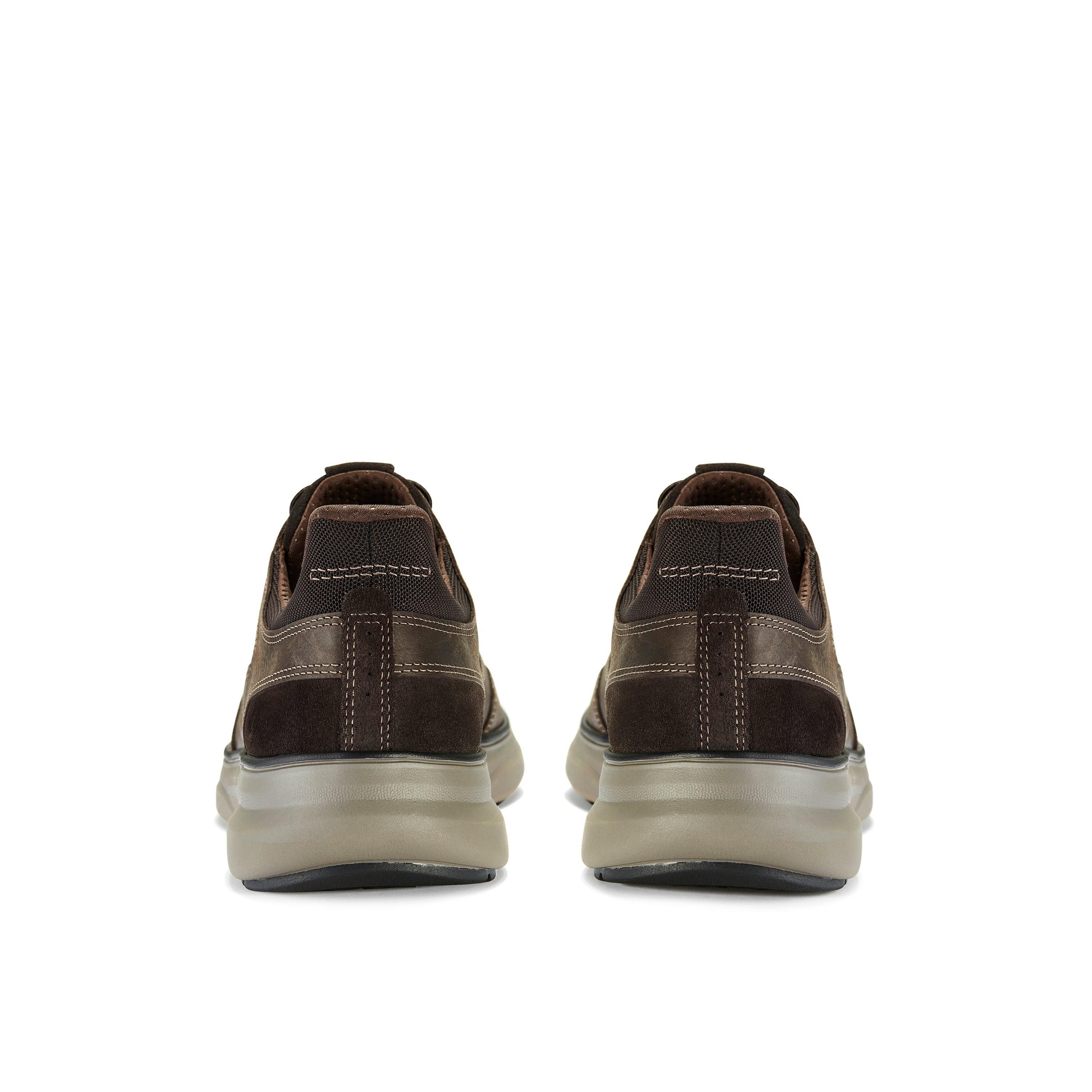 Clarks Men's Mullan Easy Dark Brown Leather Trainers, Lace Up | : 7.5/Wide Fit