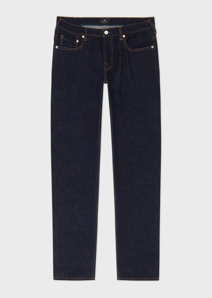 Tapered-Fit Indigo-Rinse 'Crosshatch Stretch' Jeans Blue