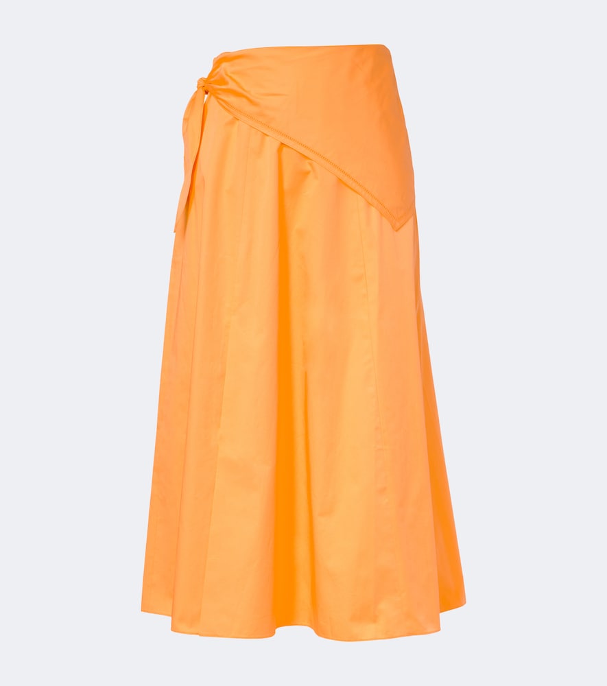 Scarf-detail cotton midi skirt