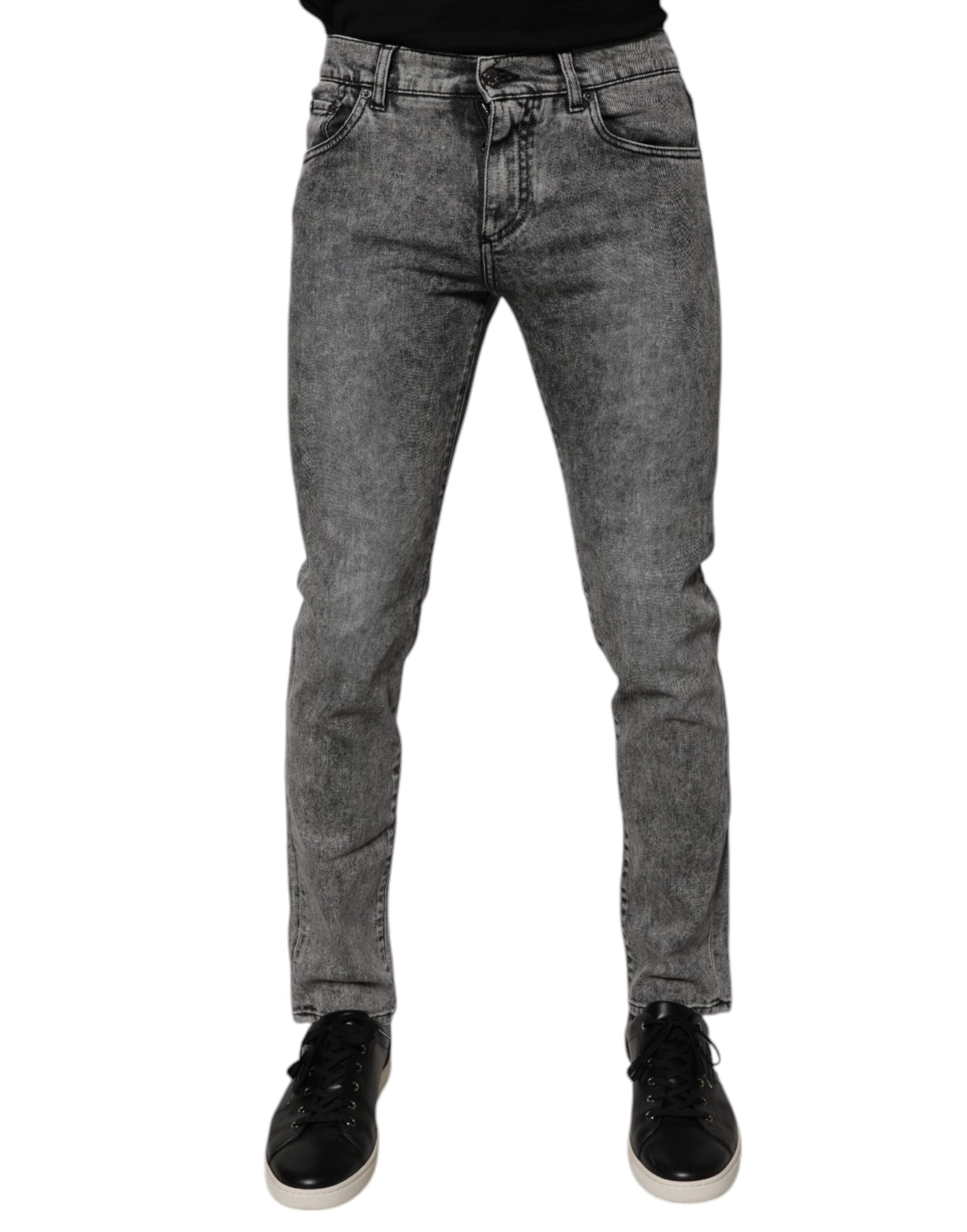 Washed Cotton Slim Fit Jeans — Gray