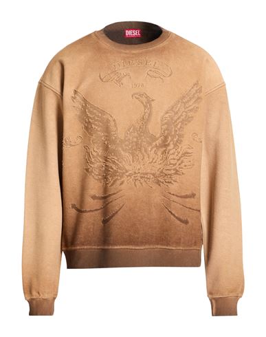 Man Sweatshirt Tan Size L Polyester, Cotton