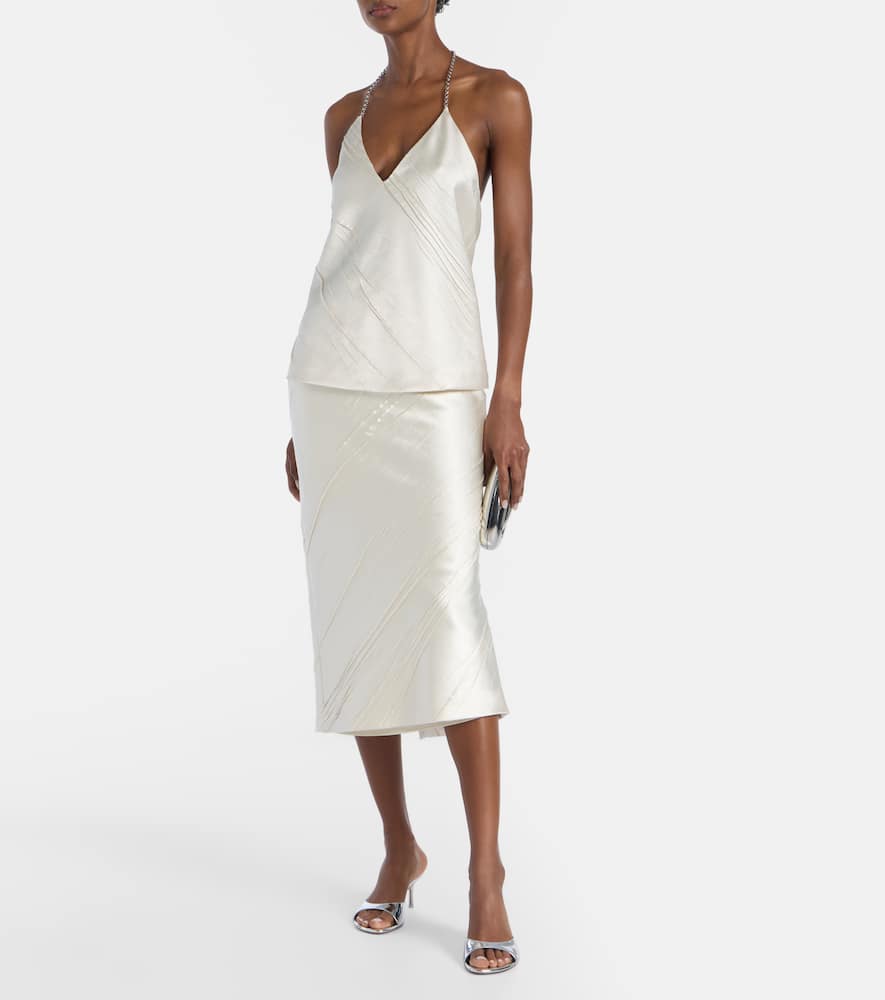 Ruta pleated satin pencil skirt