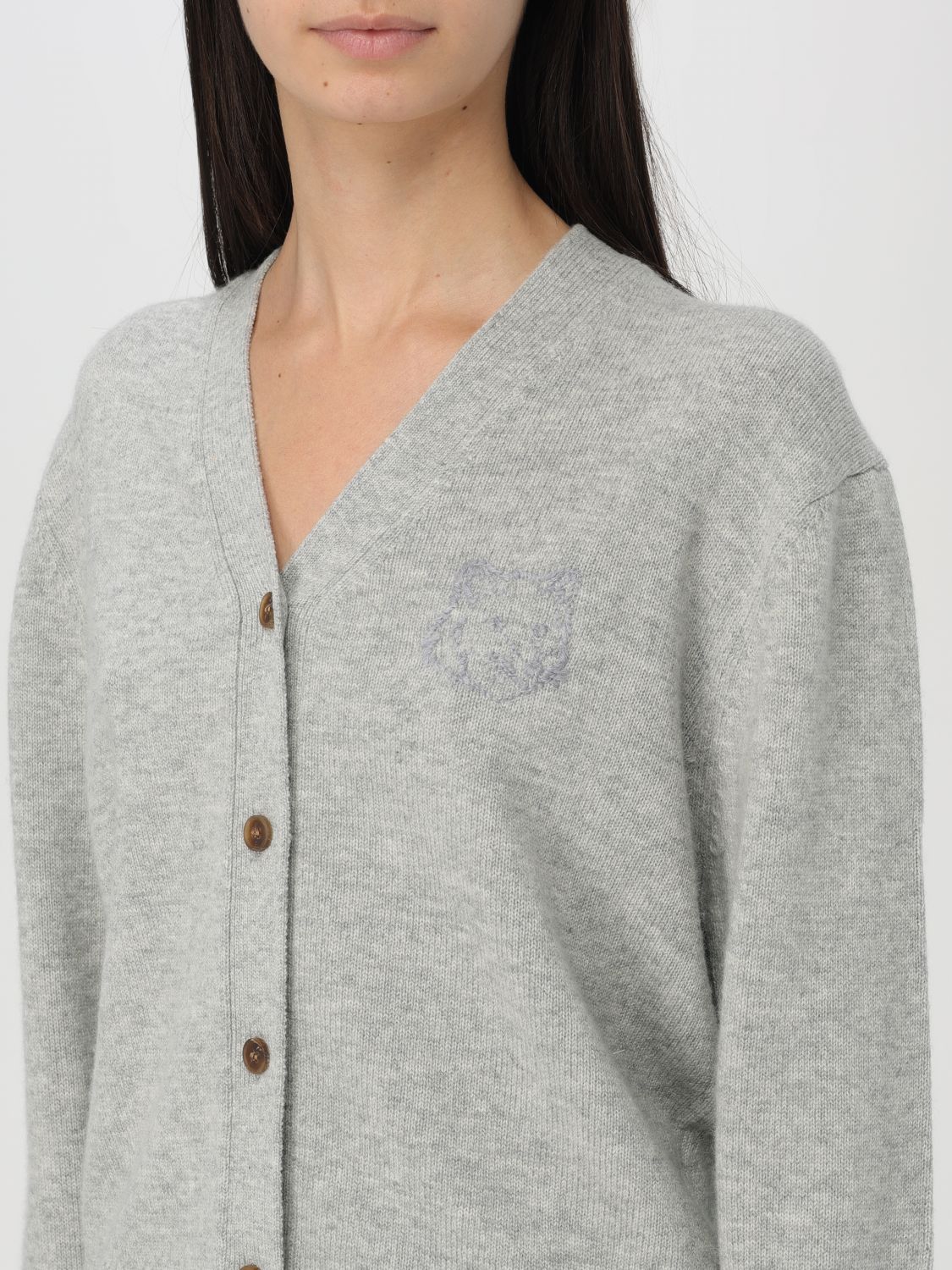 Bold Fox Head embroidered cardigan - Pink