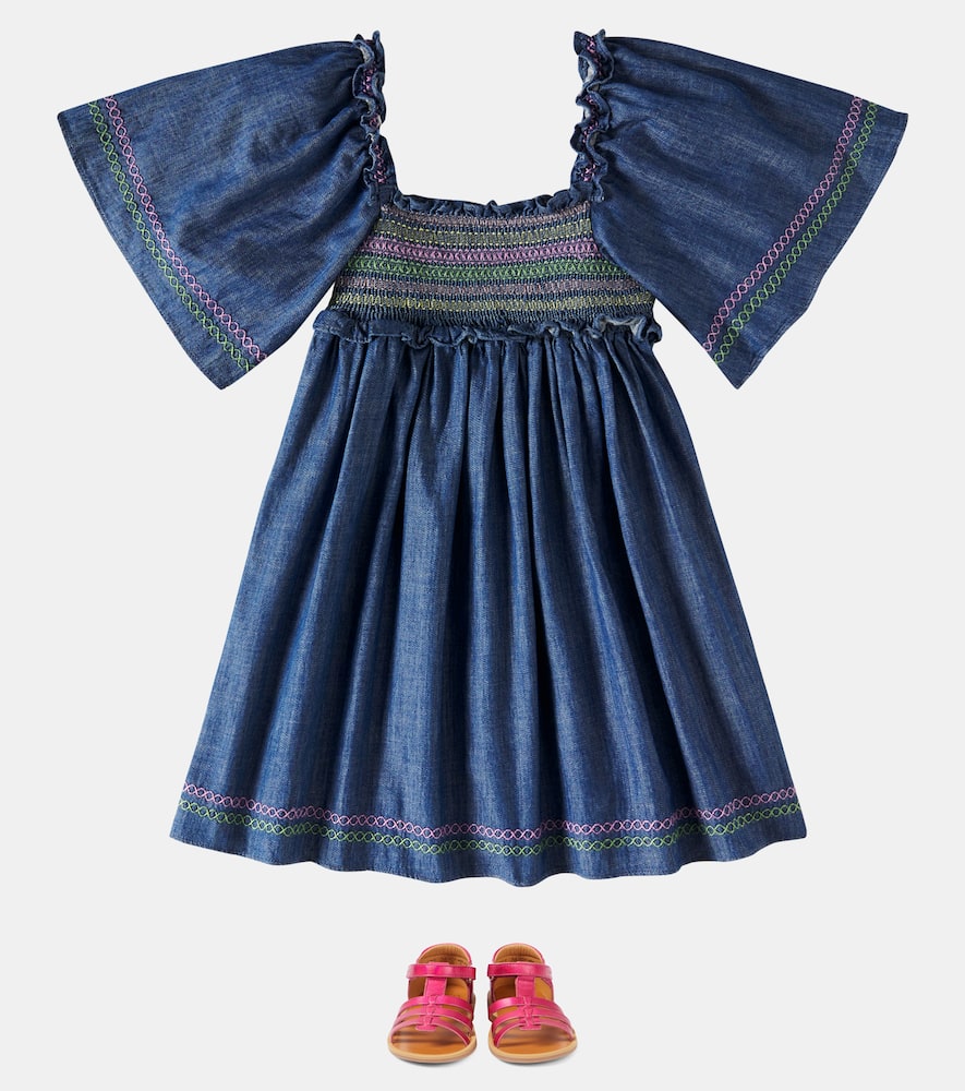Zimmermann Kids Tallow shirred denim dress