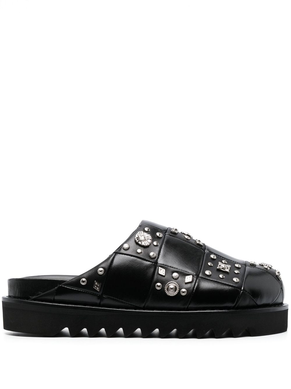 Stud-detailing leather mules - Black
