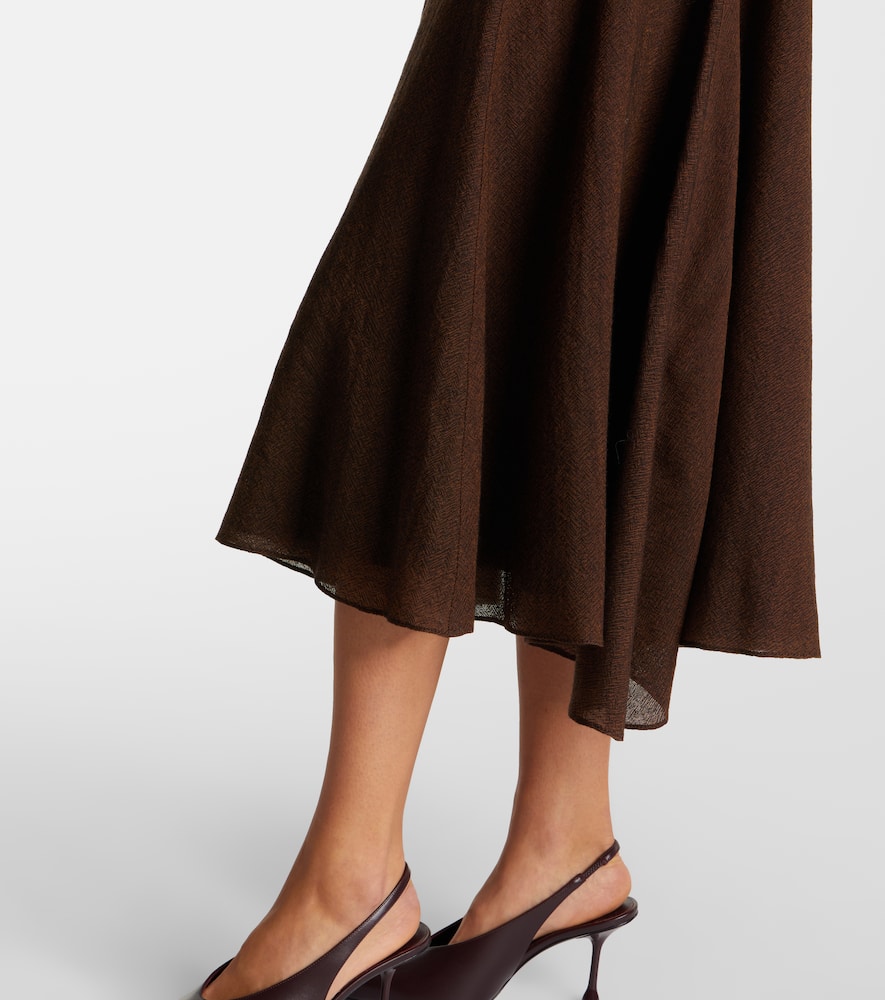 Avara draped wool twill midi dress
