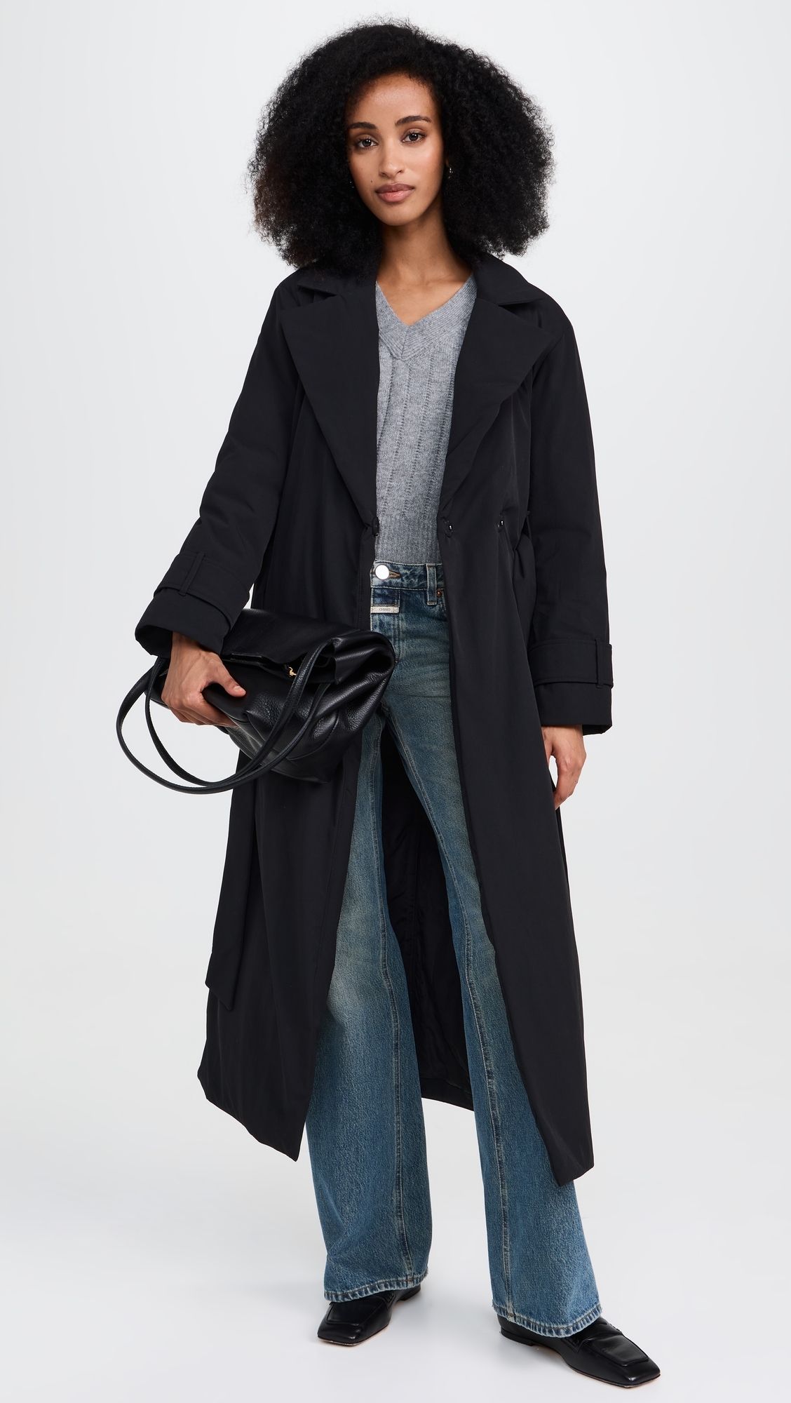 George Padded Wrap Coat Black