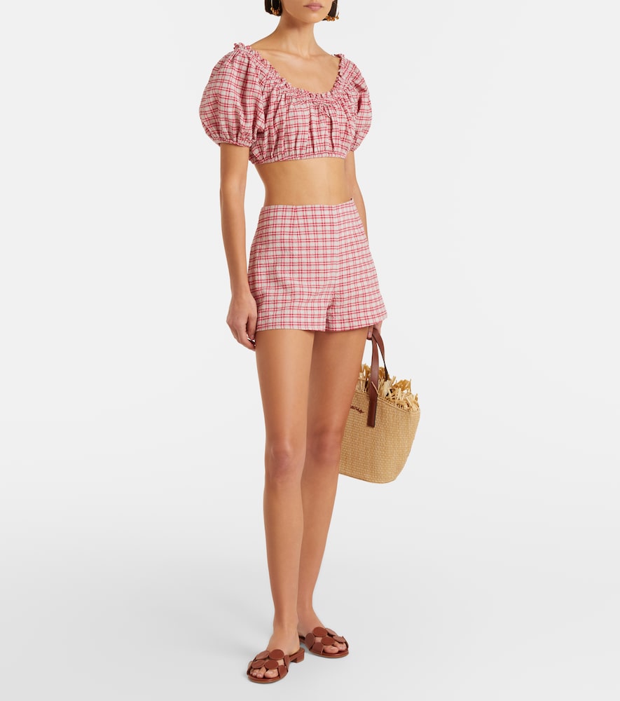 Lila checked cotton shorts