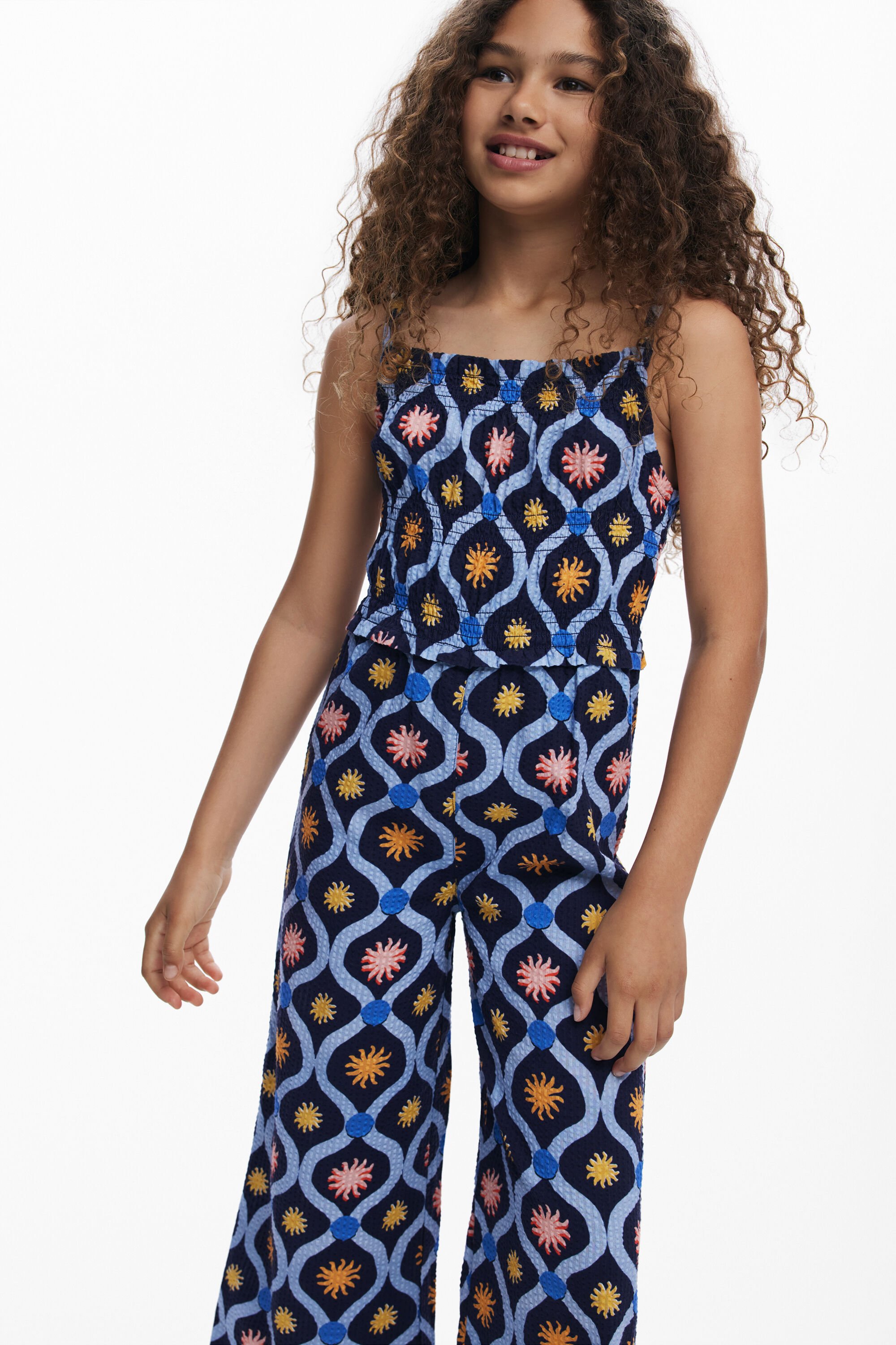Ruched floral jumpsuit