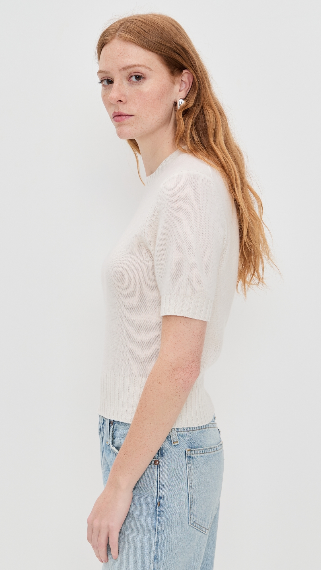 White + Warren Cashmere T-Shirt Sweater Soft White