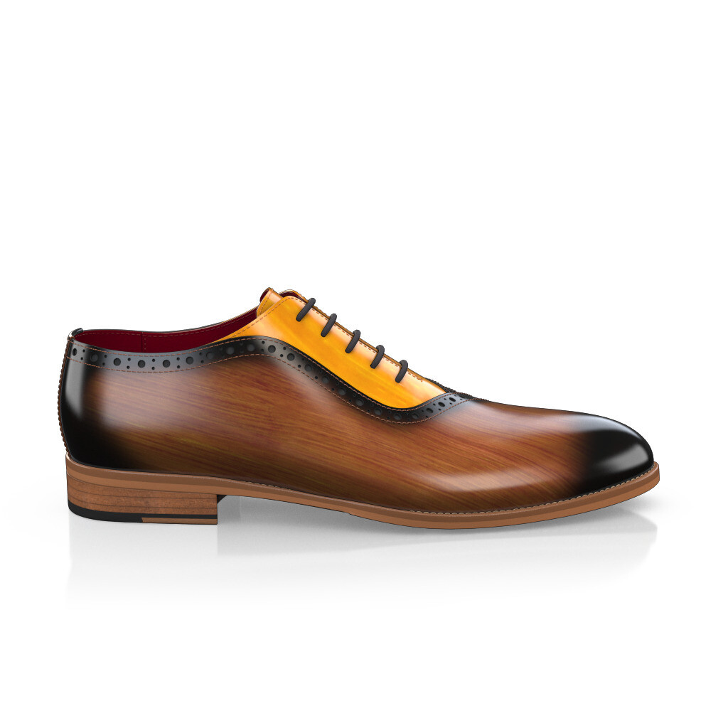 Custom Men's High End Oxfords Luxury Dress Shoes Plain Toe Lace-Up Handmade in Italy - Caramel Brown Premium Leather - Brogues - GIROTTI