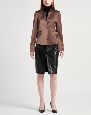 Woman Blazer Chocolate brown Size 10 Polyester