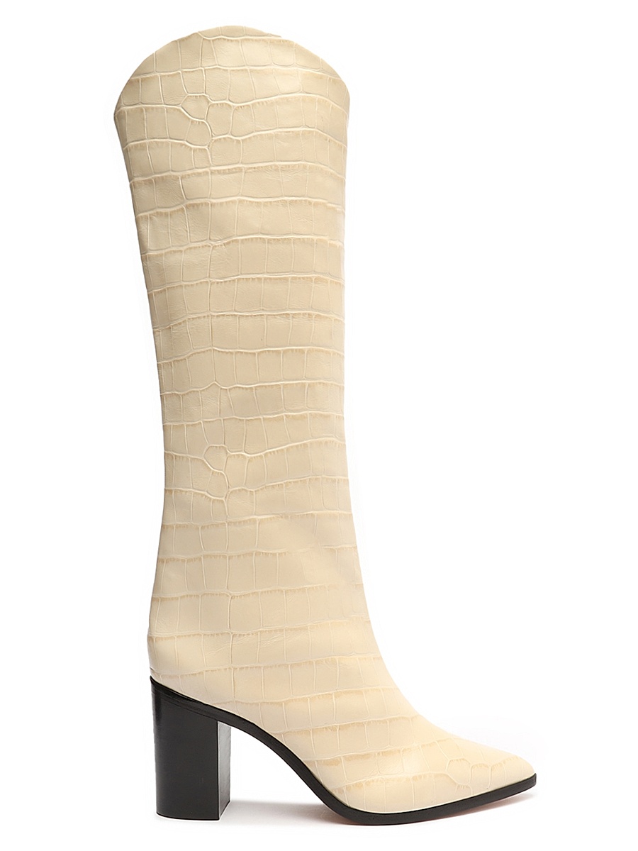 Women's Maryana Croc-Embossed Leather Boots - White