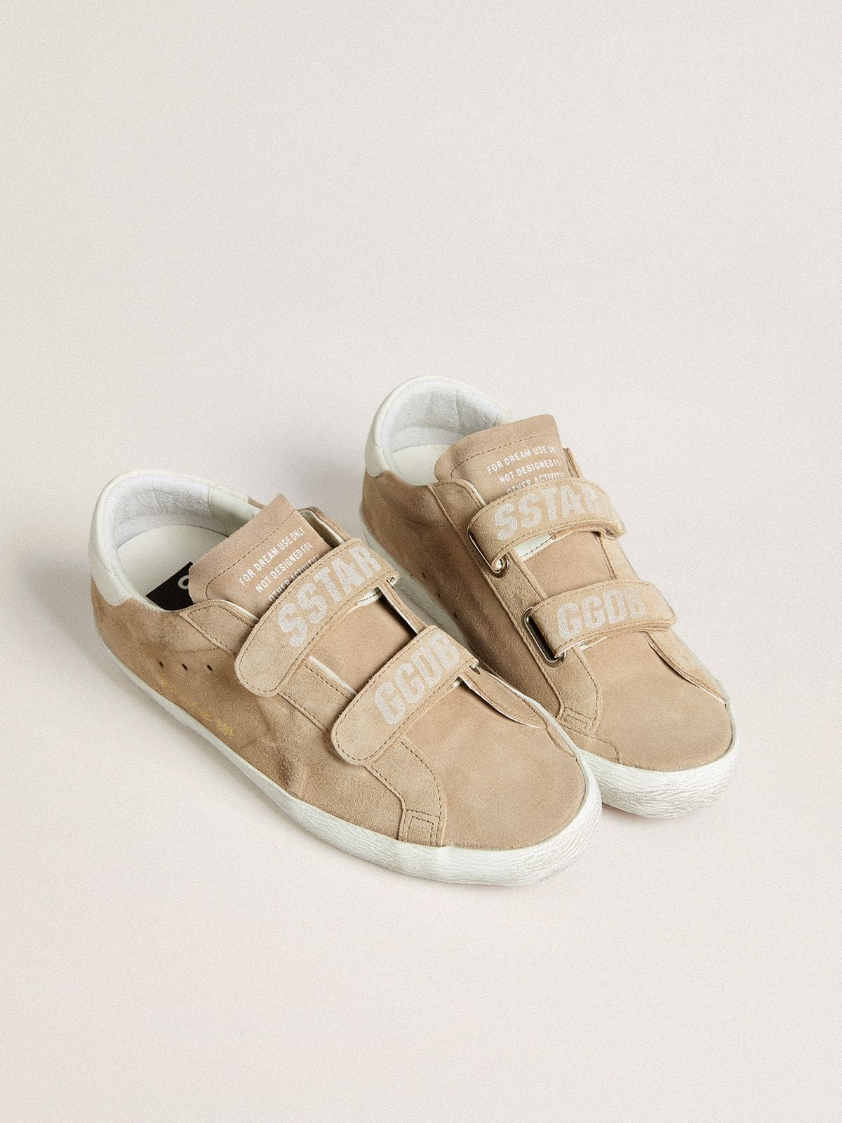 Golden Goose - Women’s Old School In Beige Suede With White Leather Heel Tab, Woman