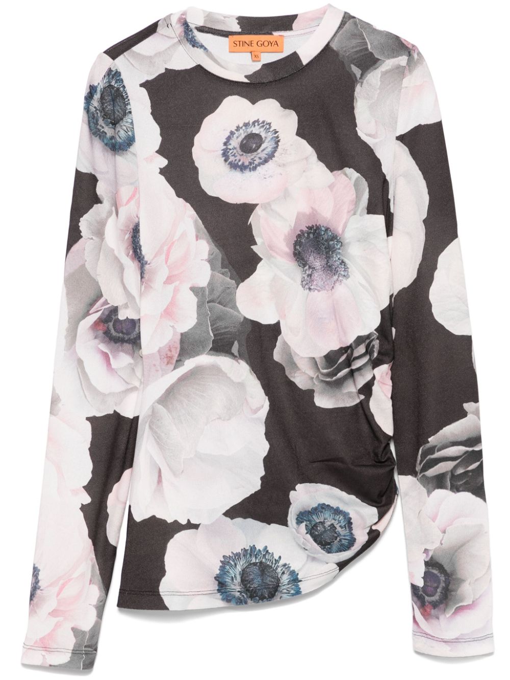 Asymmetric long-sleeves top - Black