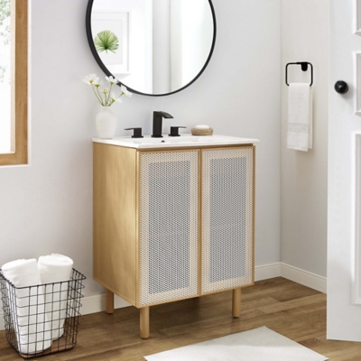 Modway Calla 25" Bathroom Vanity, Oak/White
