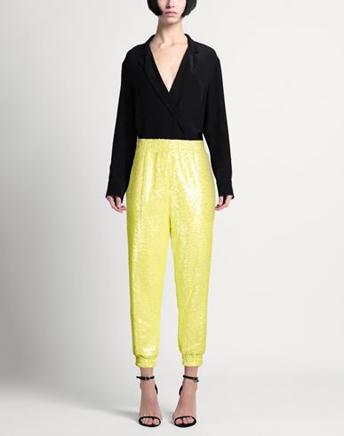 Woman Pants Lime green Size M Polyester, Elastane