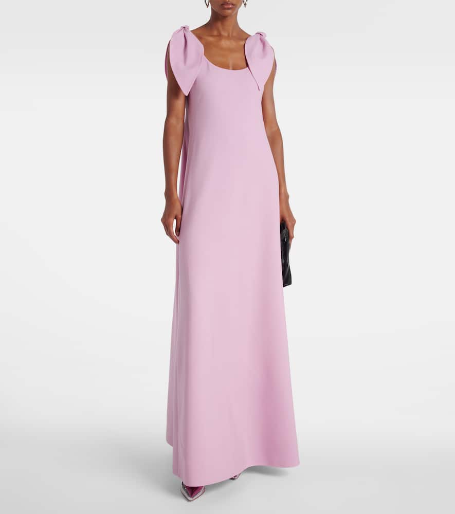 Bow-detail wool-blend maxi dress