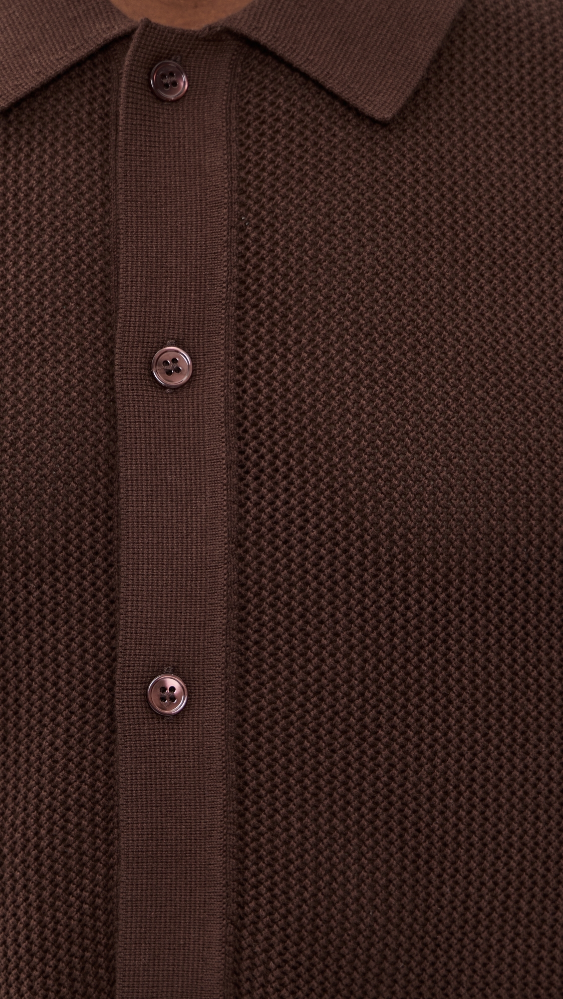 Crochet Knit Button Up Shirt Espresso