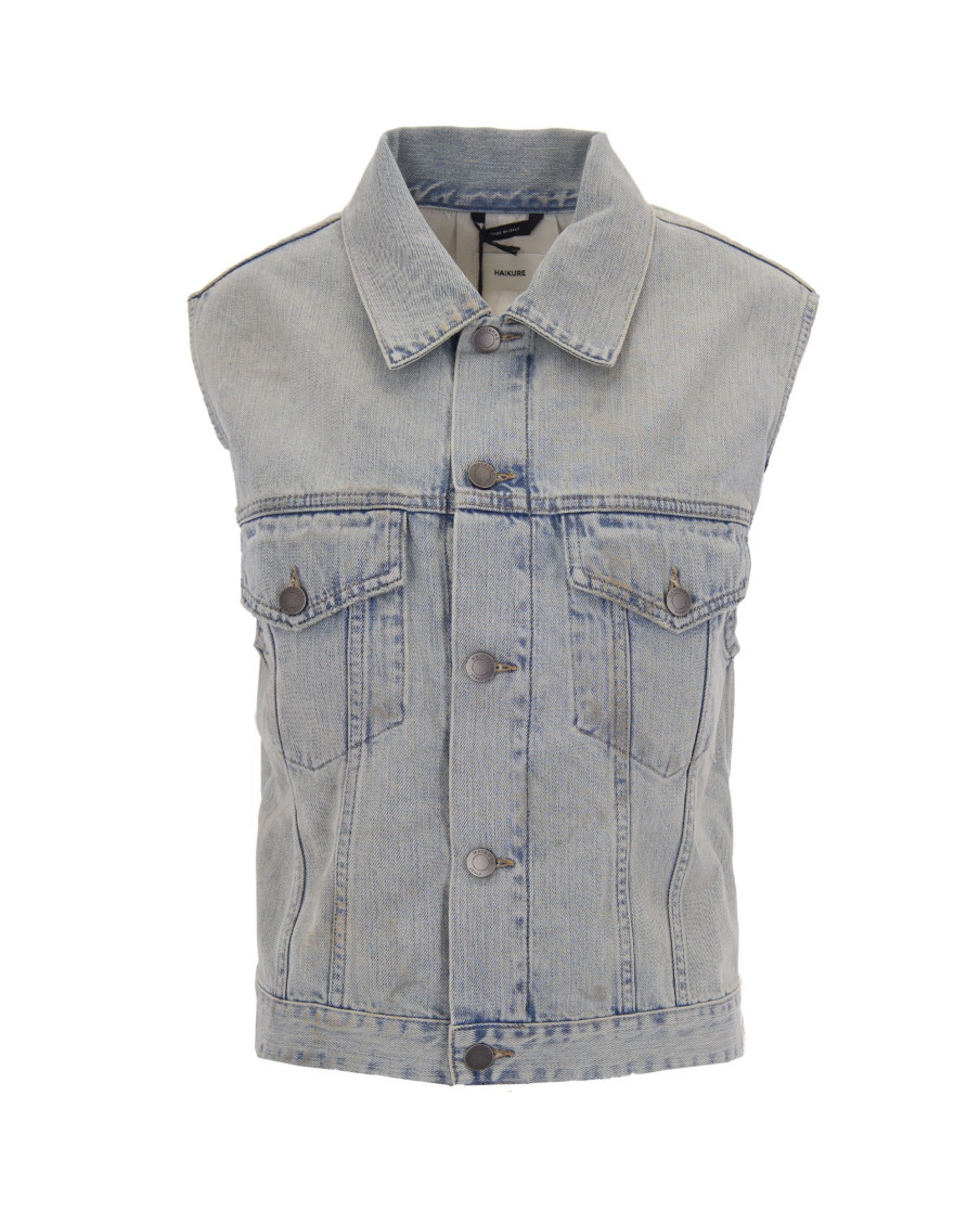 Ryder Denim Vest in Dusty Blue