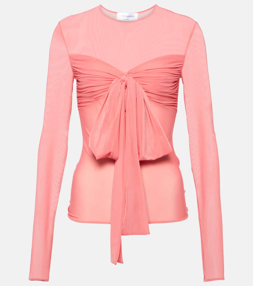 Bow-detail jersey top