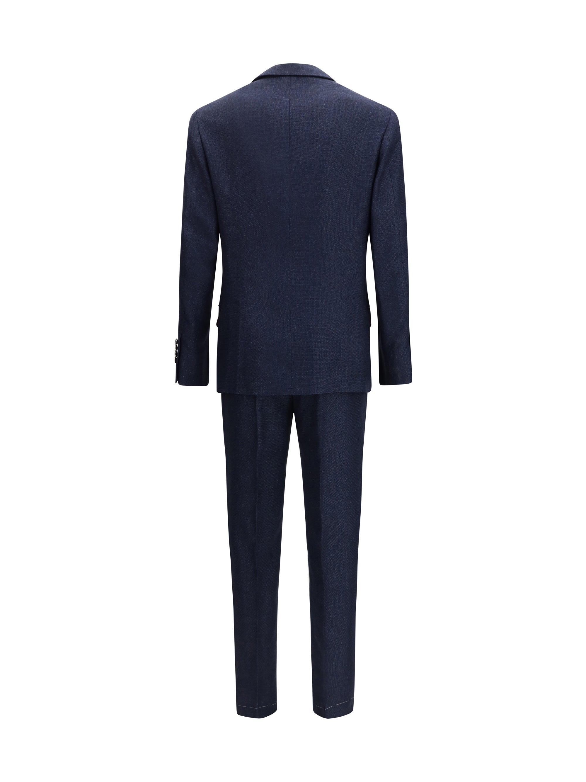 Single-Breasted Wool Pant Suit — Navy