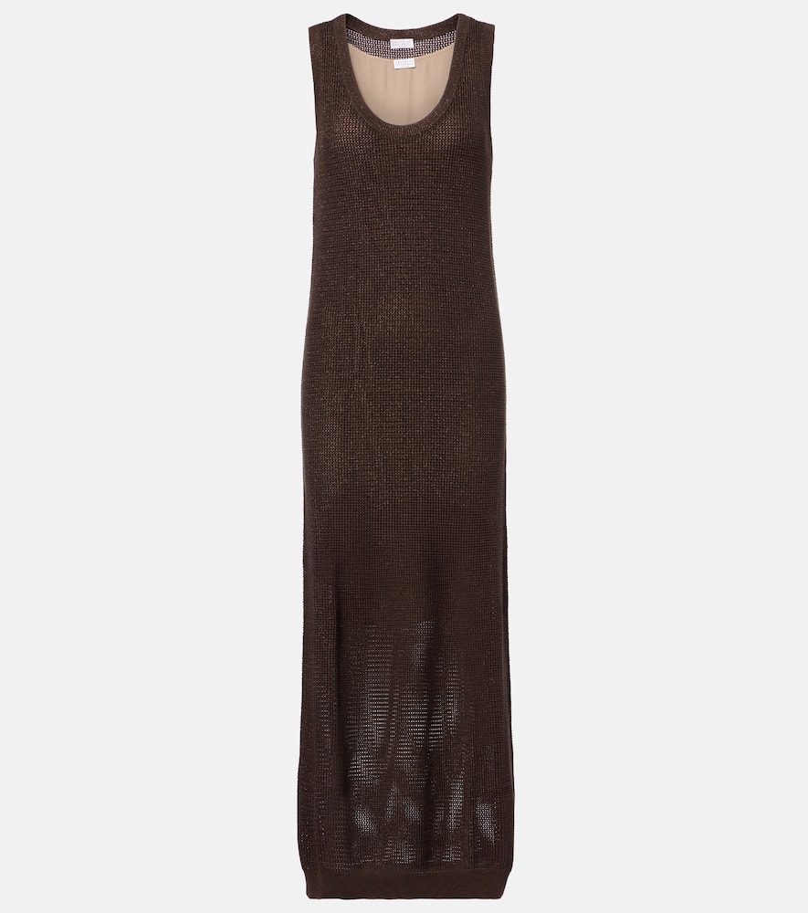 Open-knit cotton-blend maxi dress