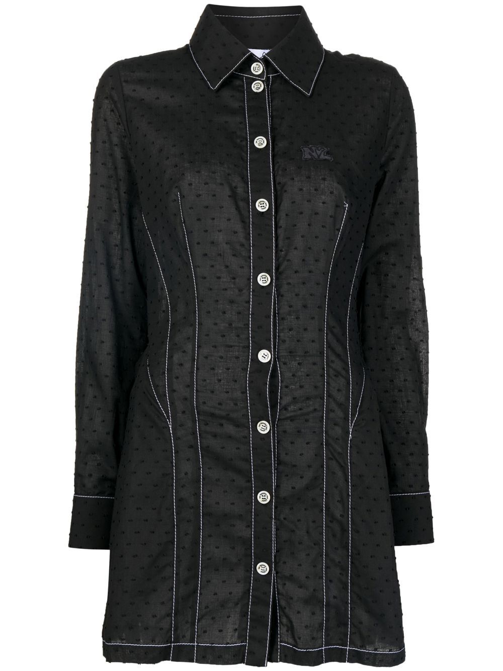 Point d'esprit shirt dress - Black