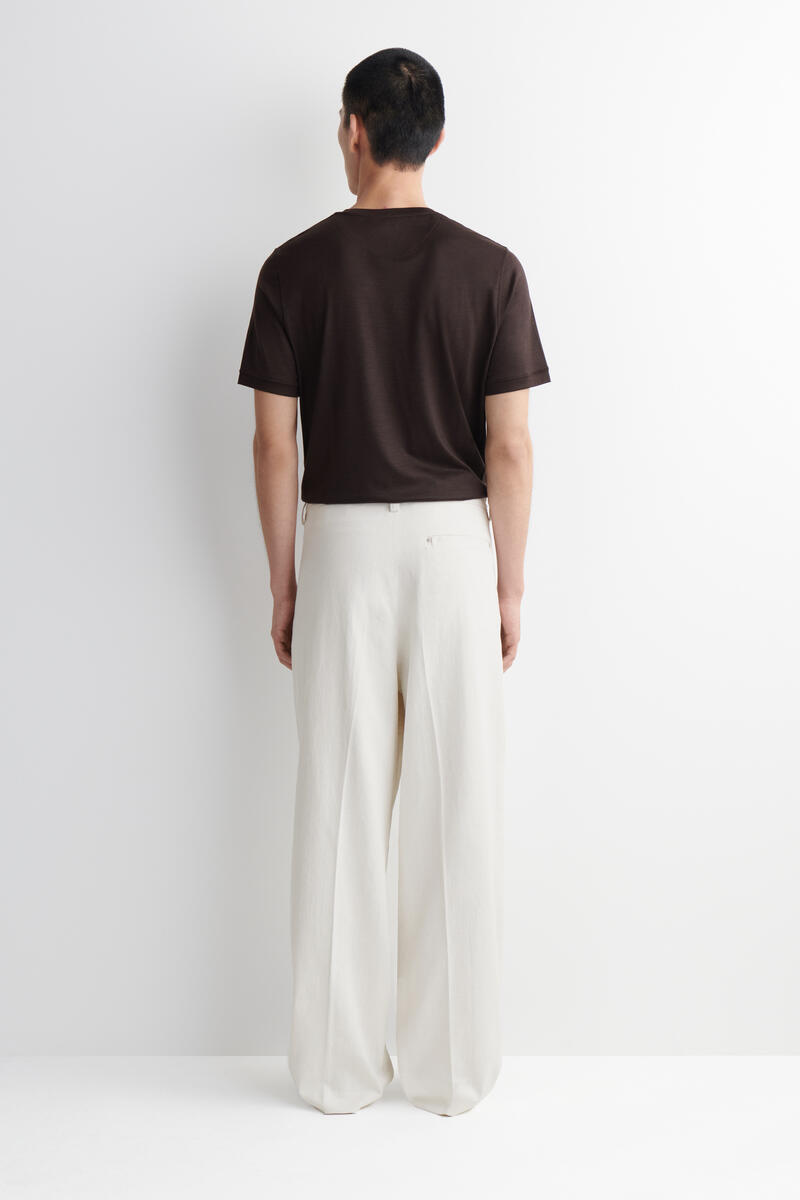 Pleated Wide-Leg Denim Pants