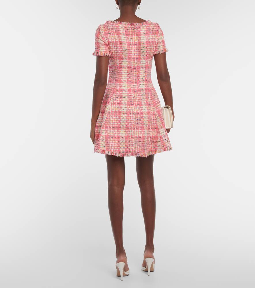 Fringed checked tweed minidress