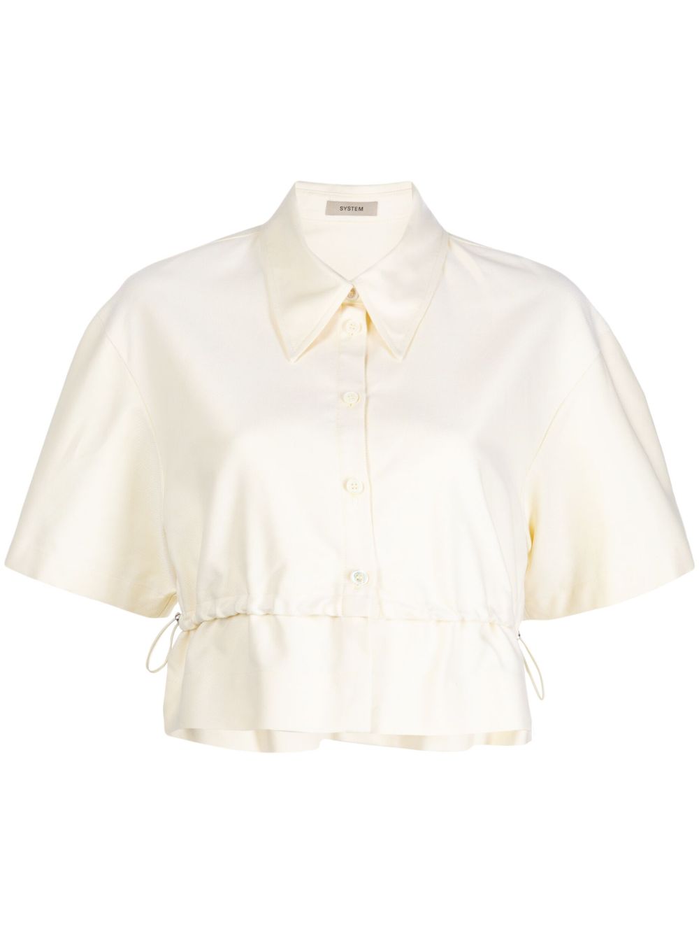 Drawstring short-sleeve cotton shirt - Yellow
