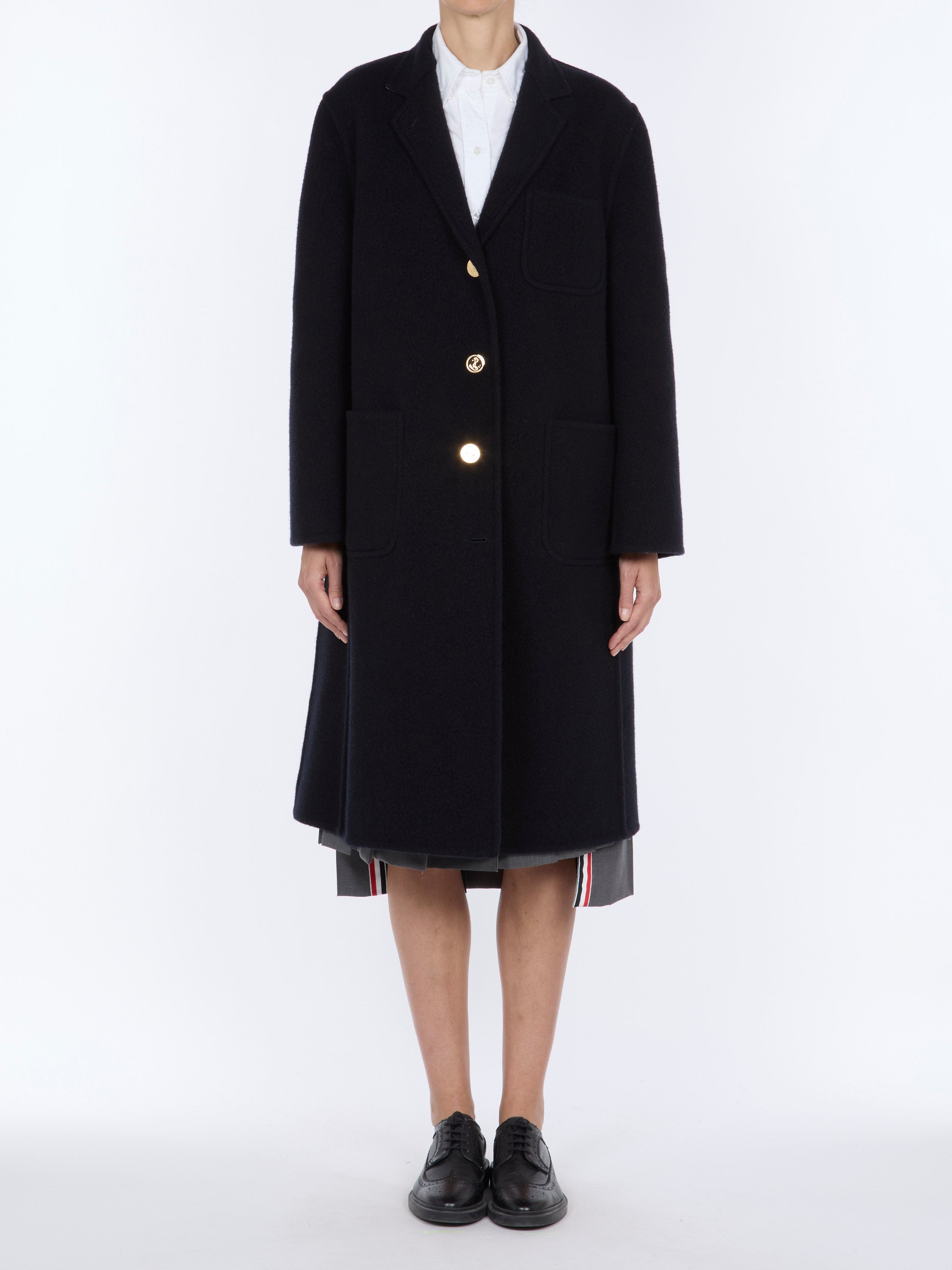Boiled Wool Oversize Coat — Navy