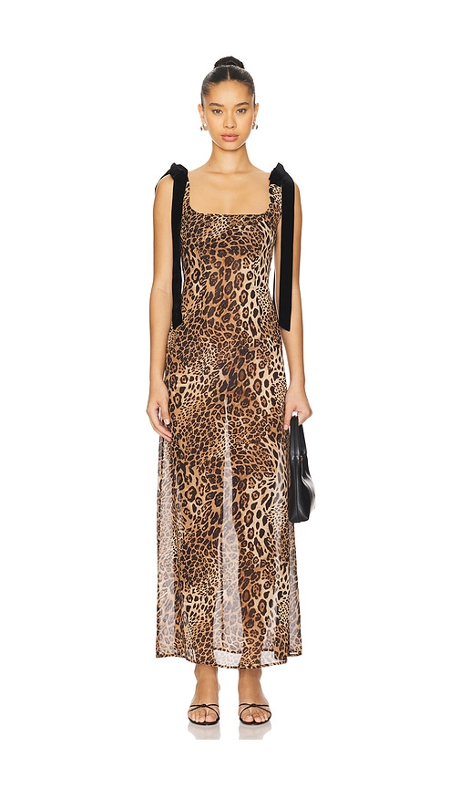 MORE TO COME Katina Maxi Dress in Brown Leopard. L also in XS, XXS