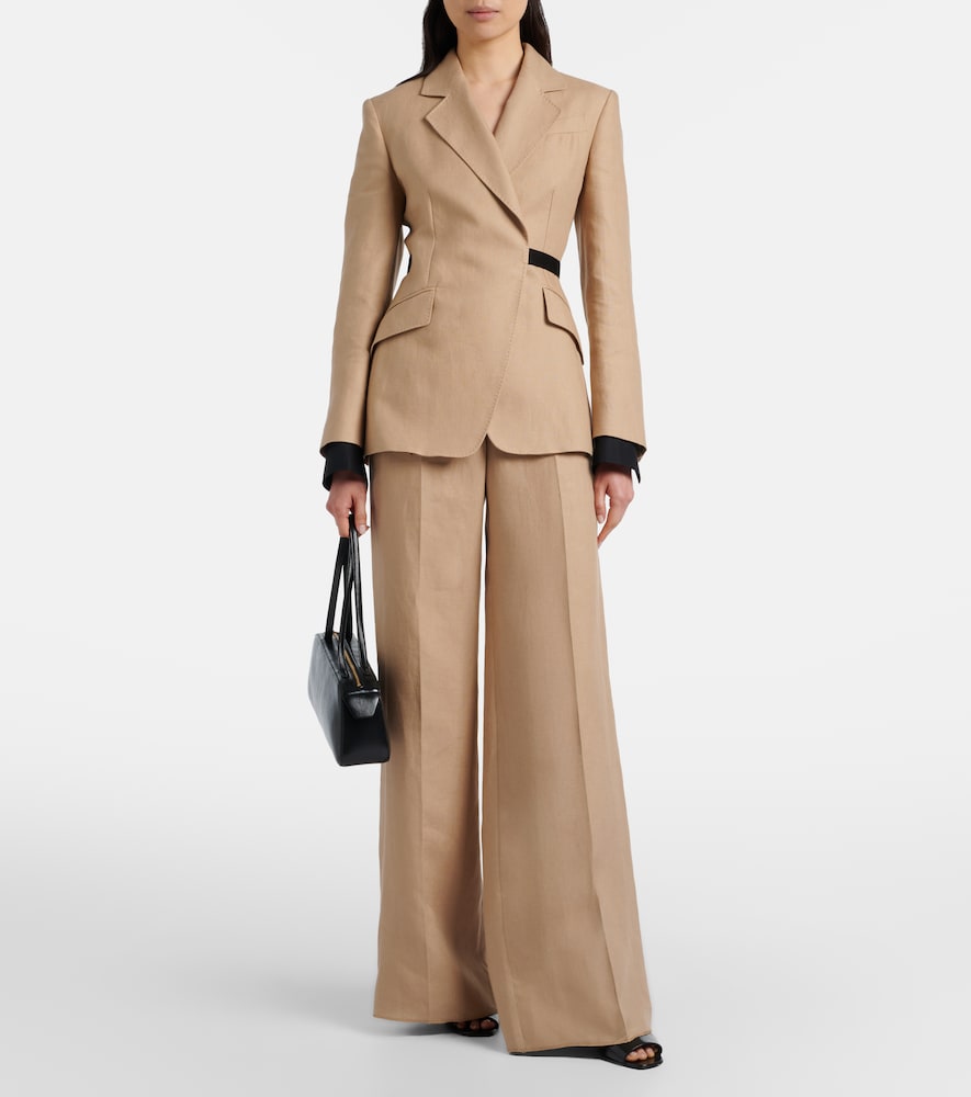 Big pleated linen wide-leg pants