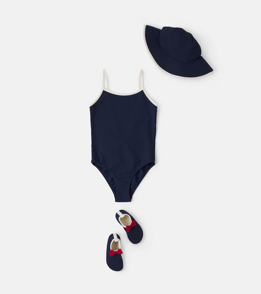 Konges Sløjd Bowie bow-detail seersucker swimsuit