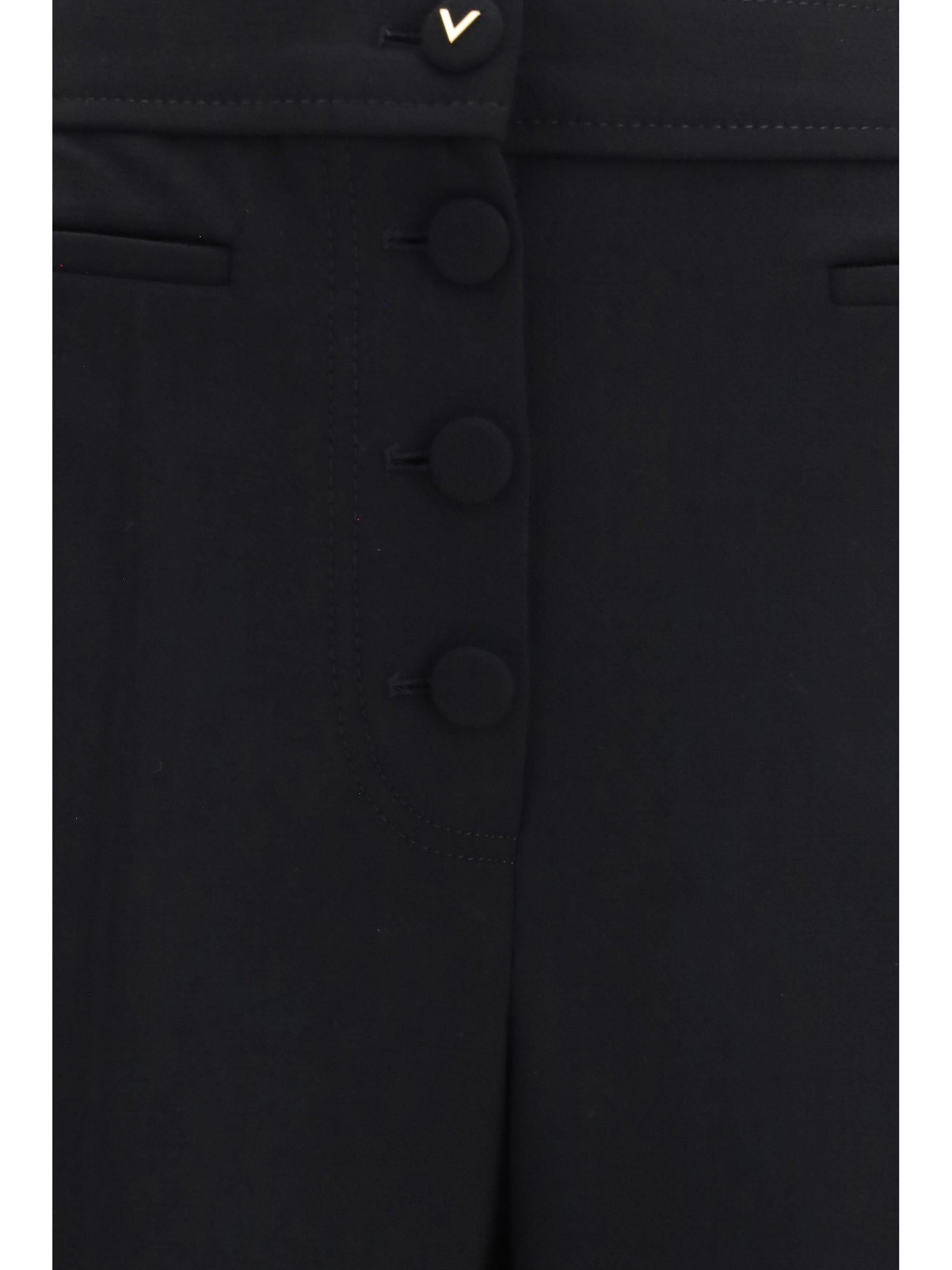 Wool Flare Trousers — Black