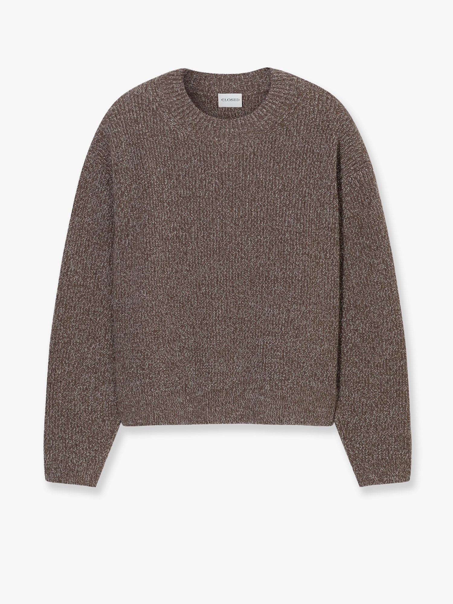 Braided Wool-Blend Knit Sweater — Gray