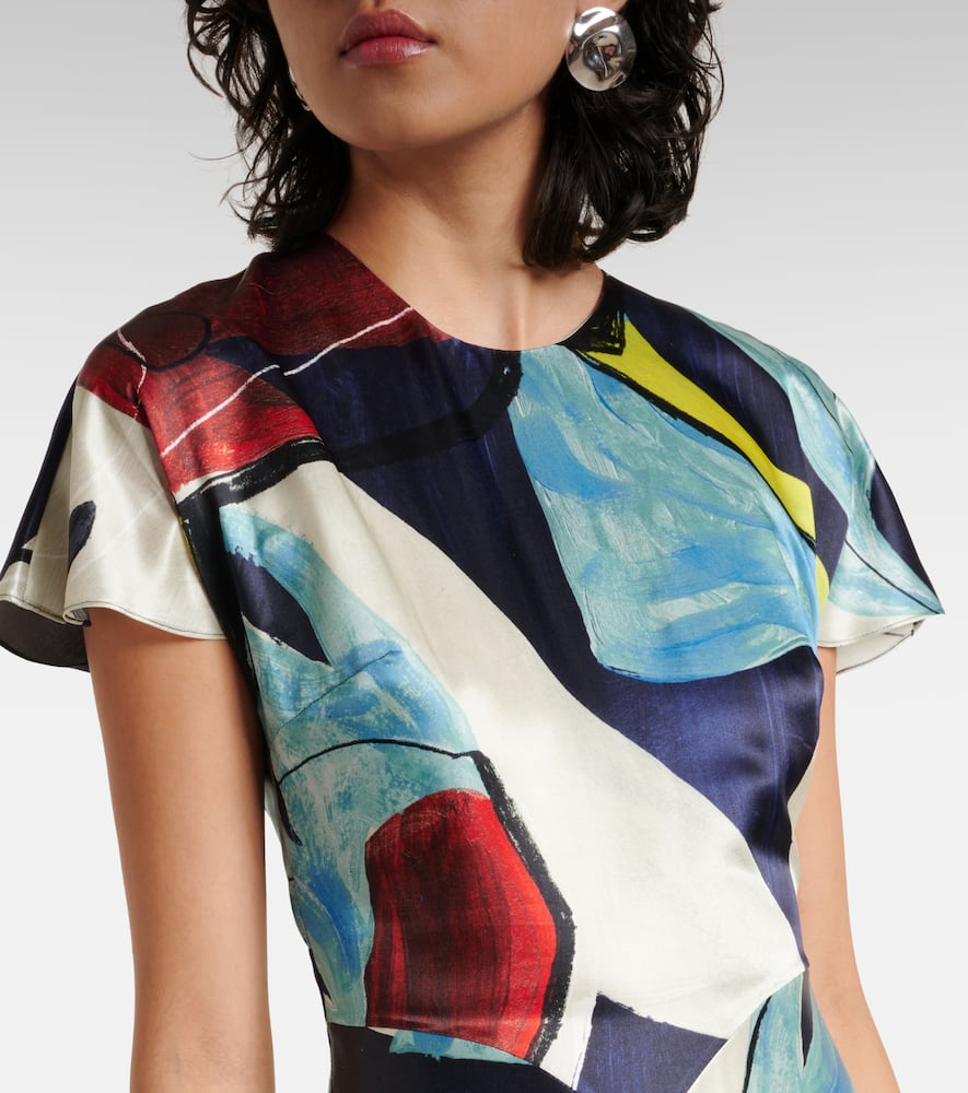 Adriana printed satin midi dress