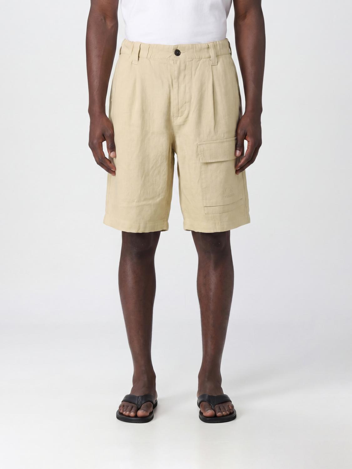 C. P. COMPANY Linen Cargo Shorts with Belt Loops and Multiple Pockets