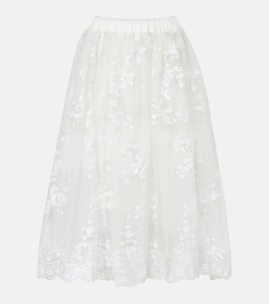 Sequined tulle midi skirt