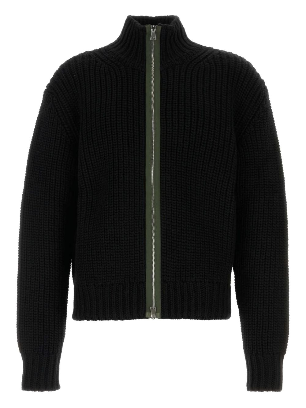 High-neck zip-front cardigan - Black