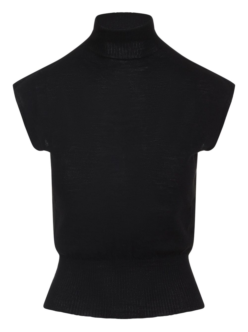 Turtleneck short-sleeve top - Black