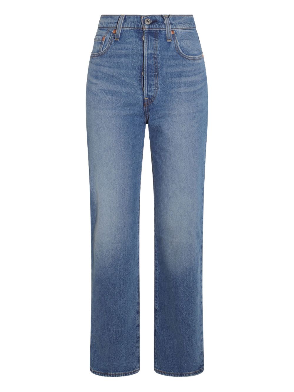High-waisted straight-leg jeans - Blue
