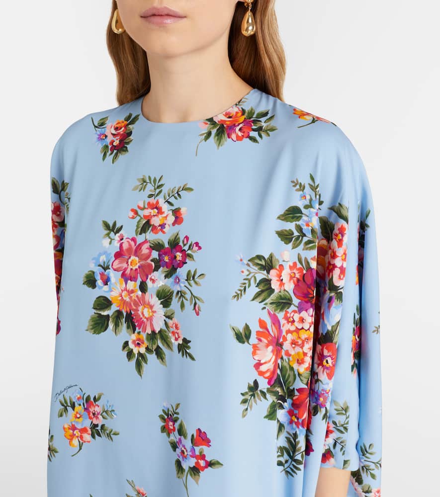 Floral silk-blend kaftan