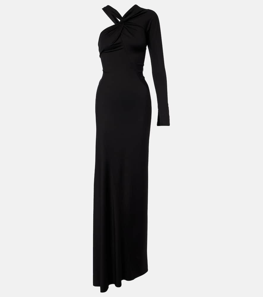 Ruched one-shoulder maxi dress