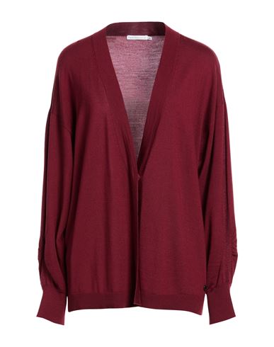 Gold Woman Cardigan Burgundy Size XL Merino Wool