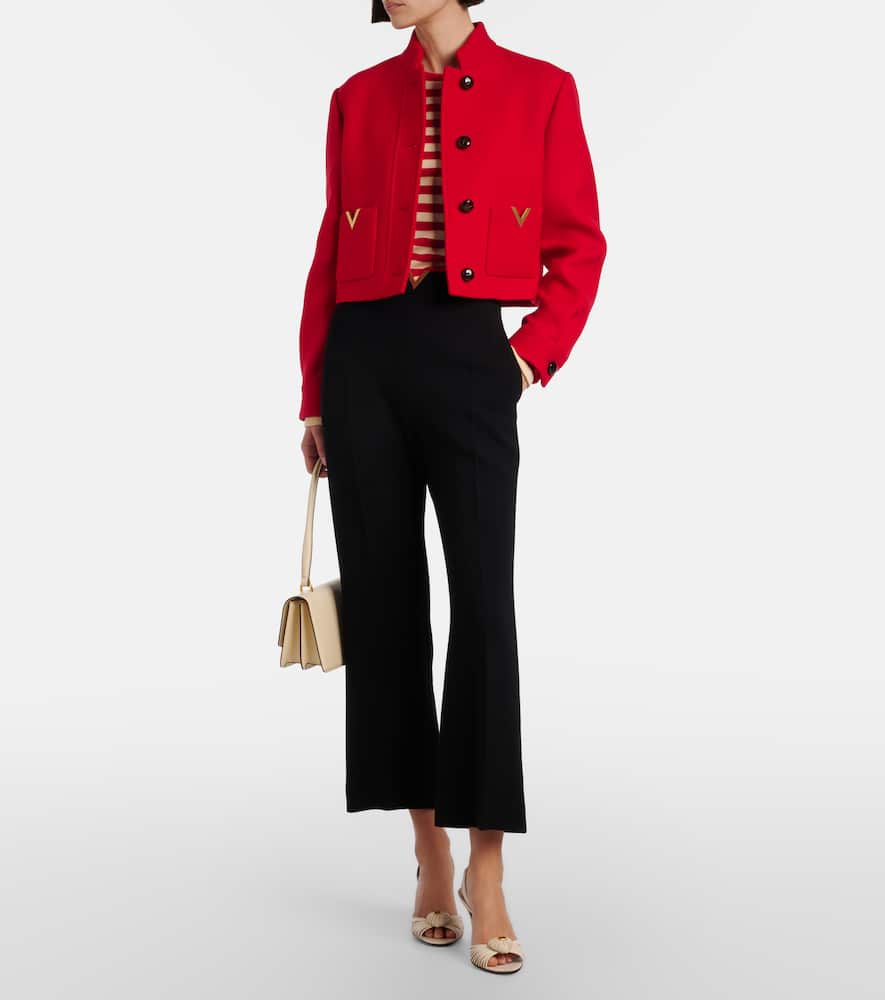 VLogo virgin wool crêpe straight pants
