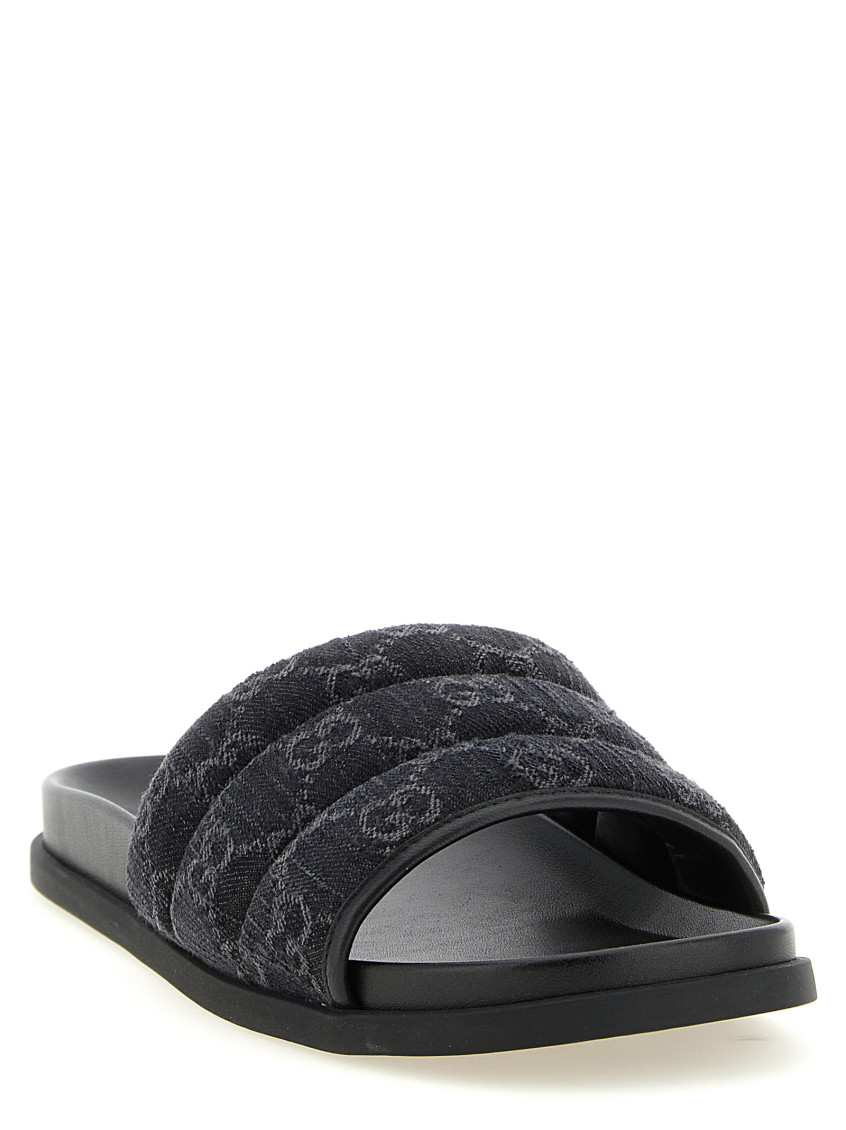 Gucci - gg denim slides open toe design